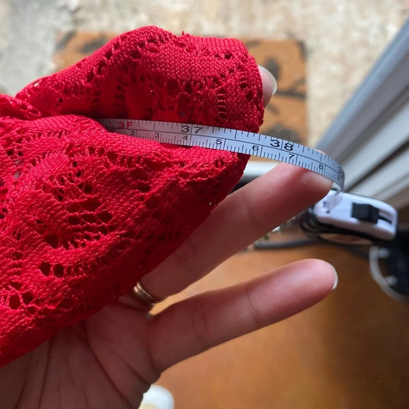 Dressbarn Dress Women's Size 12 Red Lace Sleeveless Zippered Back Casual Formal - Picture 4 of 6